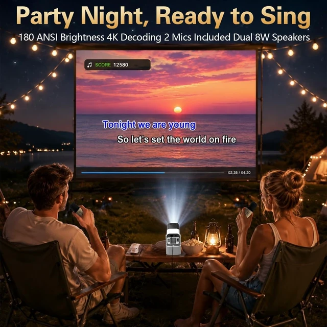 Alt view image 5 of 7 - Projector with WiFi and Bluetooth, Projector for Bedroom/Outdoor