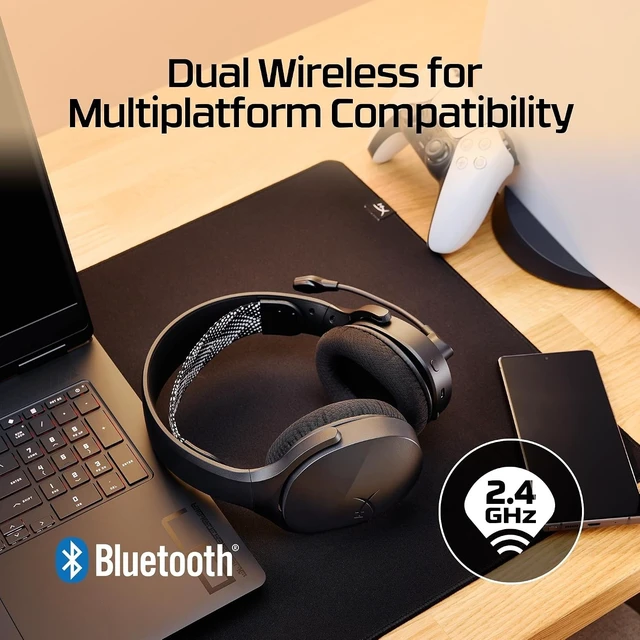 Alt view image 3 of 7 - Cloud Jet Dual Wireless Gaming Headset, 2.4GHz dongle, Bluetooth 5.3, PC, PS5, Mobile, USB-A Black