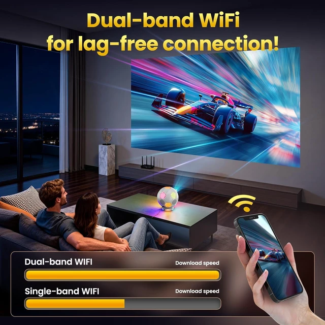 Alt view image 6 of 7 - 2026 New 4K Projector with WiFi and Bluetooth, Built-in Apps Movie with Auto Electric Focus & Keystone,soccer led Proyector with speaker for Indoor/Outdoor, Compatible with Phone/TV Stick/PC/PS5