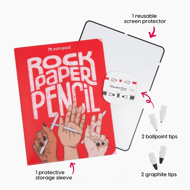 Alt view image 4 of 7 - Rock Paper Pencil v4.0 Paper Feel Matte Screen Protector for iPad Pro 13 (M4, M5) & iPad Air 13 (M2/M3/M4) + 4 Pencil Tips (2 Ballpoint, 2 Graphite) NanoCling, Reusable, Residue Free Fits