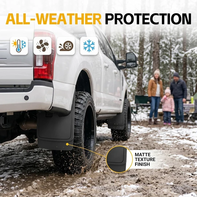 Alt view image 3 of 7 - Mud Flaps for 2017-2026 Ford F-250/F-350 Super Duty Without OEM Fender Flares (Single Rear Wheels), No Drill Splash Guards Front & Rear Truck Mud Guards Accessories Set(4pcs)