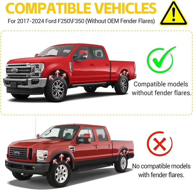 Alt view image 4 of 7 - Mud Flaps for 2017-2026 Ford F-250/F-350 Super Duty Without OEM Fender Flares (Single Rear Wheels), No Drill Splash Guards Front & Rear Truck Mud Guards Accessories Set(4pcs)