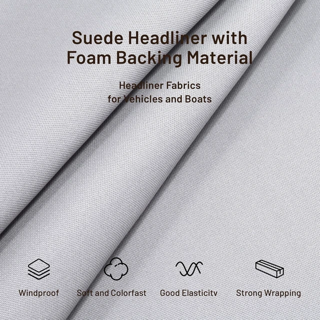 Alt view image 4 of 7 - Auto Headliner Fabric 96" L × 60" W Mesh Type with Foam Backing - Tube Packaging - Gray Interior Replacement Material for Car/Truck/SUV/RV Roof - Home Repair/DIY Headliner Material