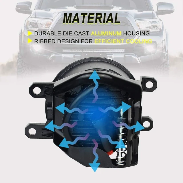 Alt view image 4 of 7 - LED Fog Lights Compatible With 2016-2022 Tacoma, 2014-2022 Runner, 2014-2019 Tundra, Accessories Truck Driving Lamps Assembly Replacement w/Bracket 2 pcs (Black)