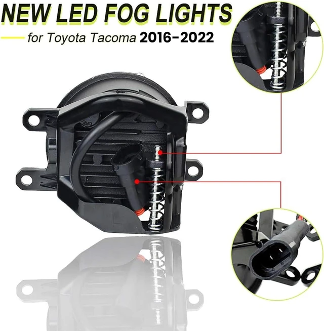 Alt view image 6 of 7 - LED Fog Lights Compatible With 2016-2022 Tacoma, 2014-2022 Runner, 2014-2019 Tundra, Accessories Truck Driving Lamps Assembly Replacement w/Bracket 2 pcs (Black)