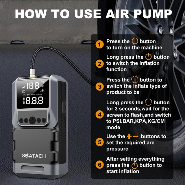 Alt view image 4 of 7 - Jump Starter with Air Compressor, 6000A 150PSI Tire Inflator