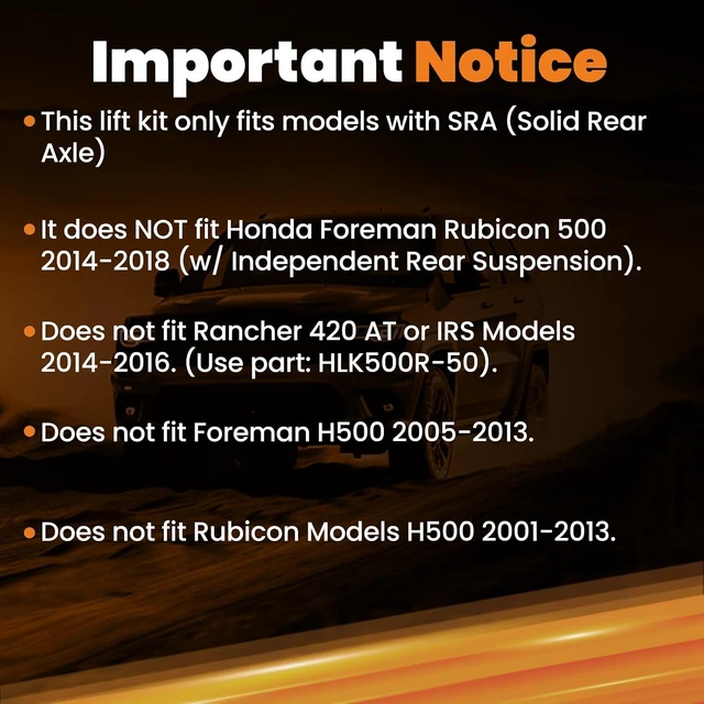 Alt view image 6 of 7 - 2" Lift Kit for Honda Rancher 420 Foreman 500 2014-2023
