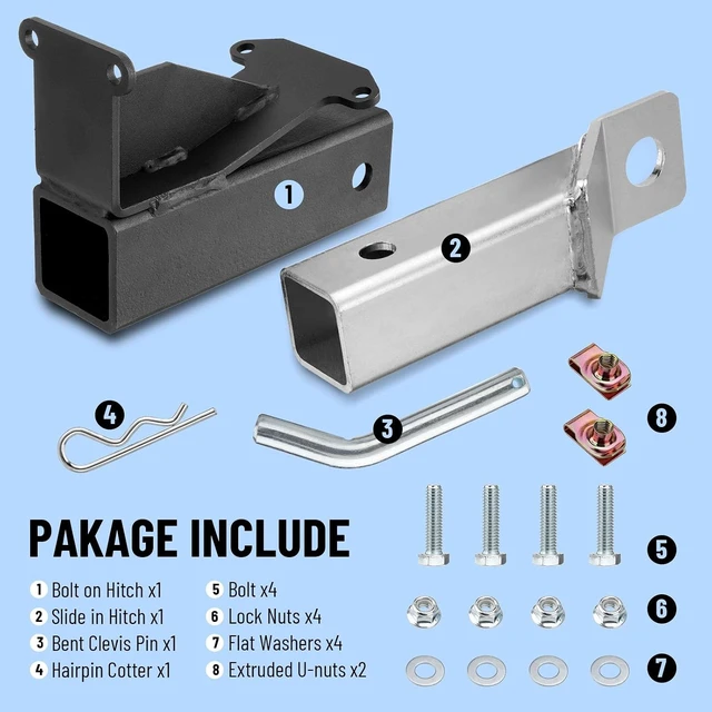 Alt view image 7 of 7 - 2" Hitch Kit, Trailer Receiver Hitch 093-1136-23 & 093-1136-98
