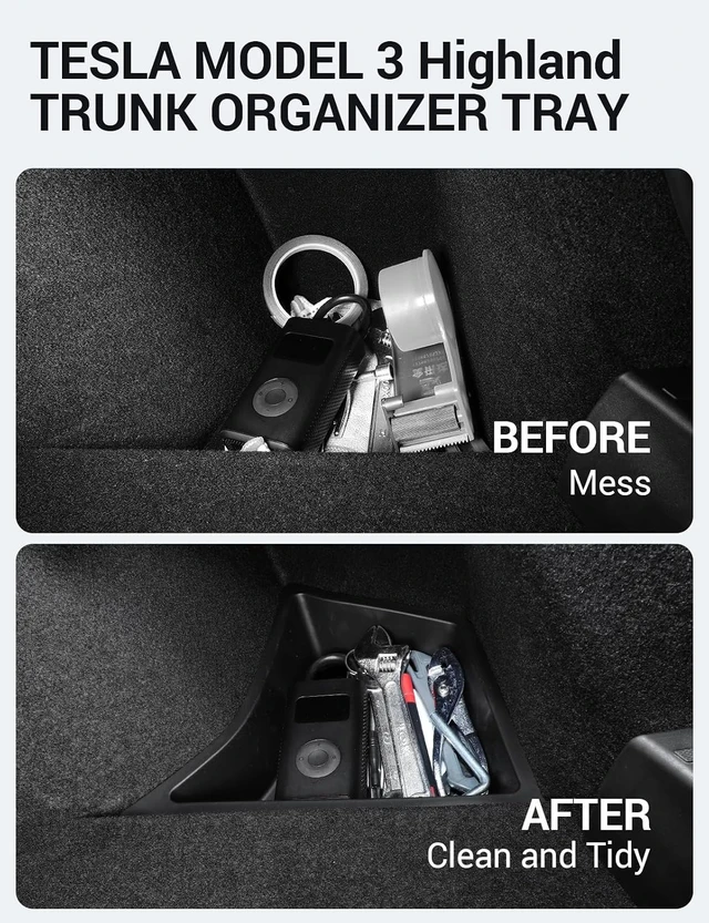 Alt view image 2 of 7 - Trunk Organizer for Tesla Model 3 Highland 2026-2024 TPE Set of 2
