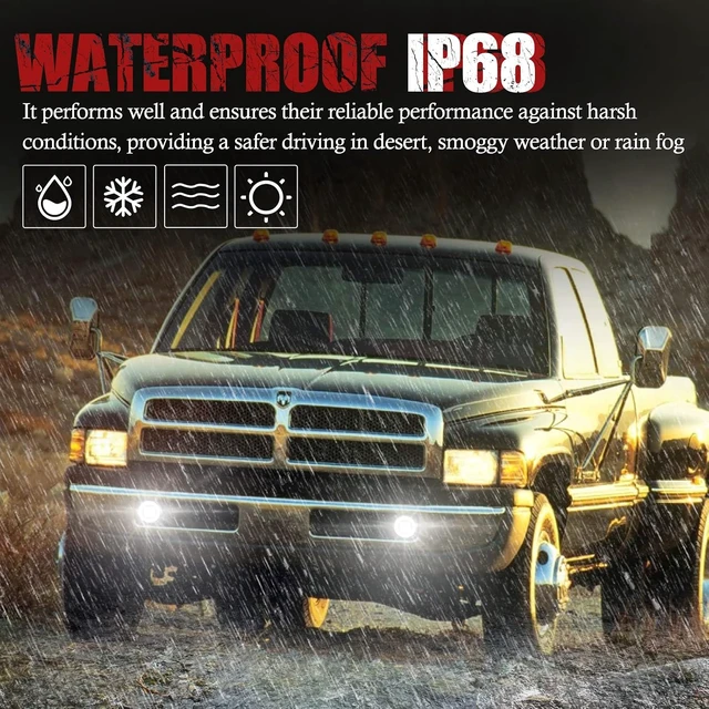 Alt view image 6 of 7 - Dodge Ram LED Fog Lights with Daytime Running Lights Set,1 Pair Clear Lens Fog Lamps Replacement for 1994 1995 1996 1997 1998 1999 2000 2001 2002 Dodge Ram 1500 2500 3500