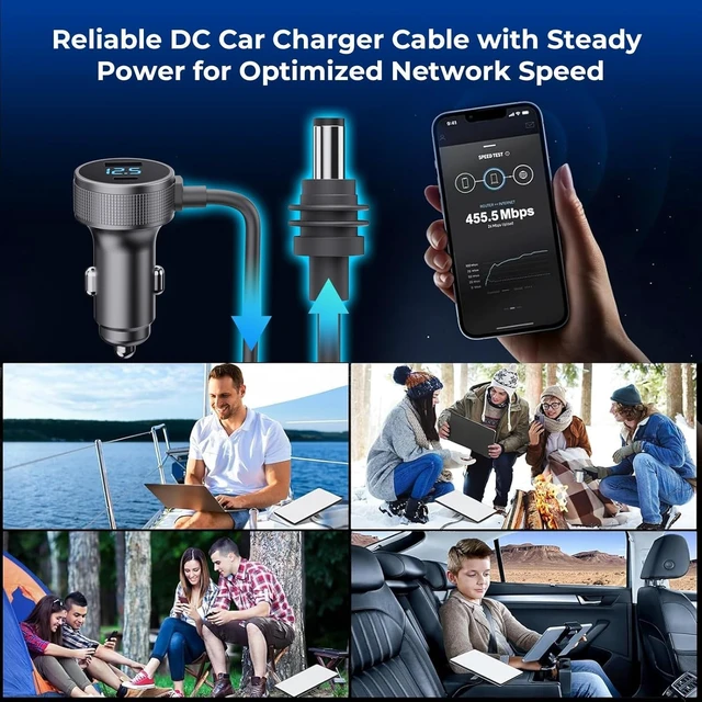 Alt view image 6 of 7 - Starlink Mini Cable, 3 in 1 Starlink Mini Car Charger DC Power Cable+ Cigarette Lighter Adapter 12V-48V with Digital Display, Durable USB C PD 40W and USB A 35W Ports for Trucks and Cars (13.1FT)