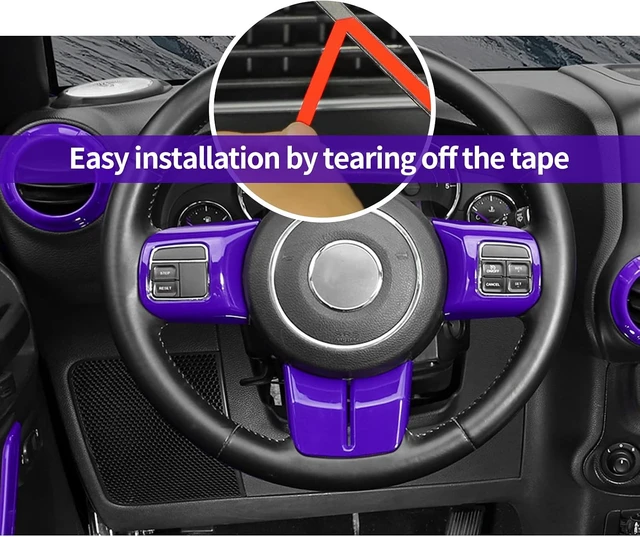 Alt view image 5 of 7 - 18PCS Full Set Interior Trim Kit for Jeep Wrangler JK JKU 2011-2018 4 Door,Center Console Door Handle Side Outlet Cup Holder Gear Cover Trim (Purple)
