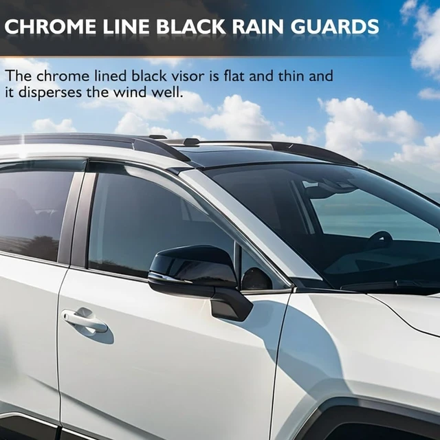 Alt view image 3 of 7 - Side Window Visor 6 Piece Chrome for Toyota Highlander 2014-2019