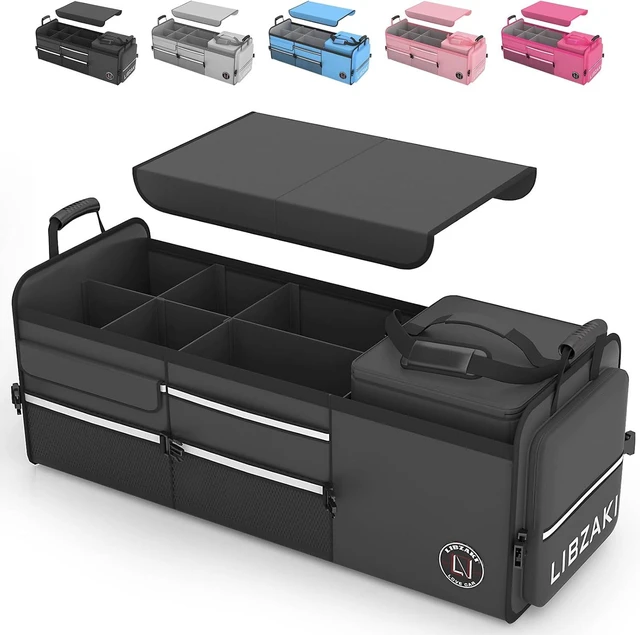 Main image of LIBZAKI Oversize 4 in 1 Car Trunk Storage Organizer, Multi Compartment Collapsible Trunk Storage Box with Cooler Bag for Car Truck SUV-Black
