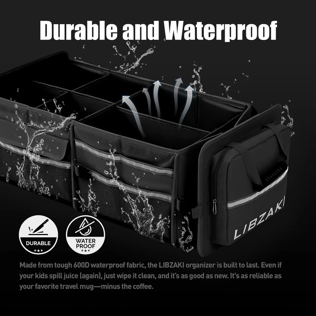 Alt view image 2 of 7 - LIBZAKI Oversize 4 in 1 Car Trunk Storage Organizer, Multi Compartment Collapsible Trunk Storage Box with Cooler Bag for Car Truck SUV-Black