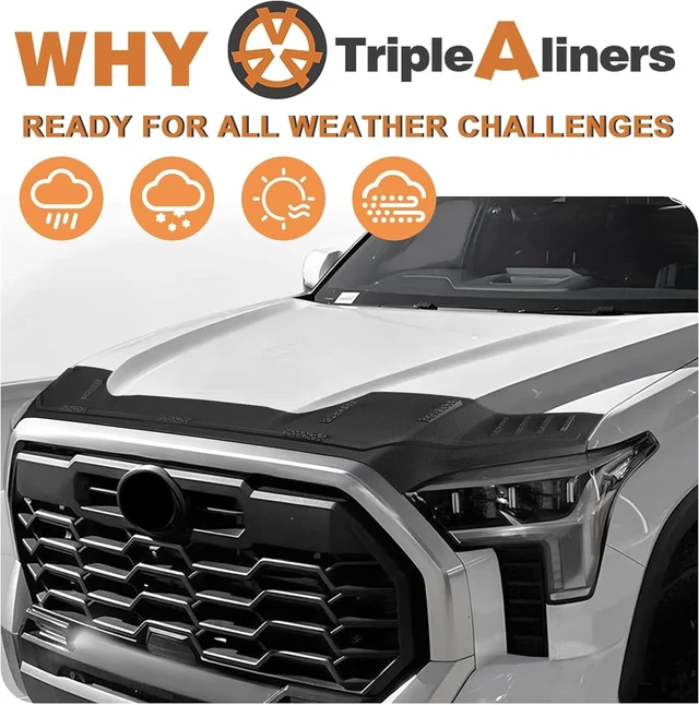Alt view image 6 of 7 - Hood Deflector Protector Compatible with 2022-2025 2026 Toyota Tundra Accessories Hood Protector TPE Bug Deflector Shield Replacement