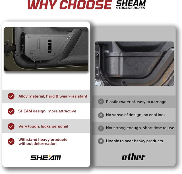 Alt view image 3 of 7 - Metal Front Door Pockets Storage for Jeep Wrangler JK JKU 2007-2017