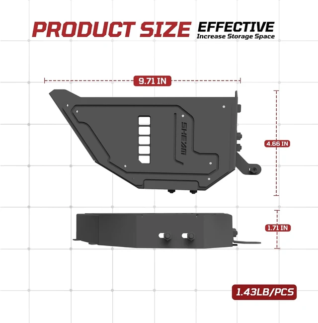 Alt view image 6 of 7 - Metal Front Door Pockets Storage for Jeep Wrangler JK JKU 2007-2017