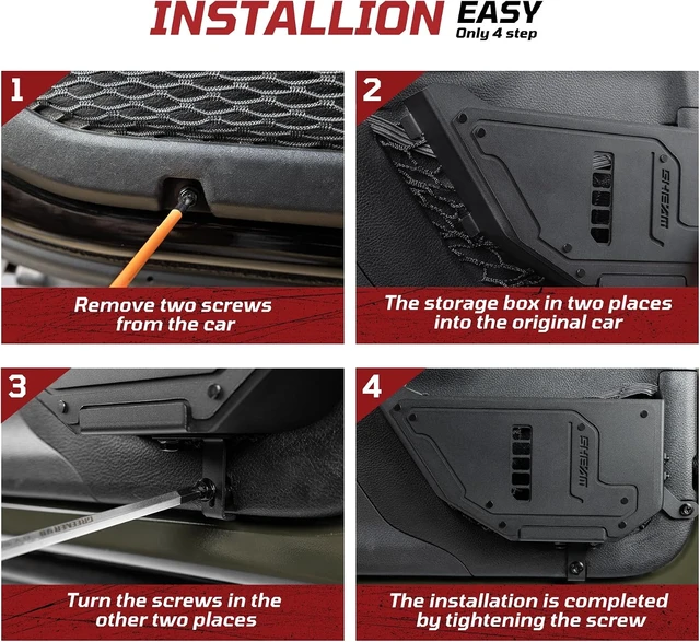Alt view image 7 of 7 - Metal Front Door Pockets Storage for Jeep Wrangler JK JKU 2007-2017