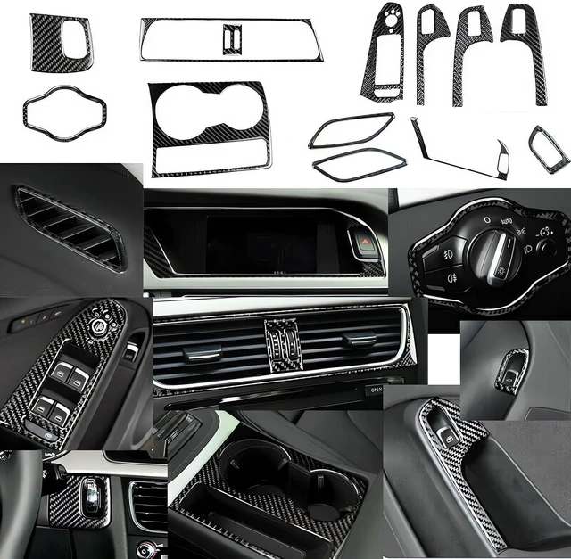 Alt view image 3 of 4 - Real Carbon Fiber Interior Trim Kit For Audi A4 B8 2008-2016 Console Cover