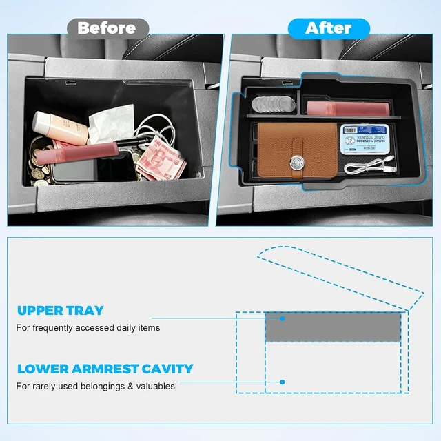 Alt view image 4 of 7 - 5 Set Organizer for 2025 2026 Chevy Equinox Accessories with No-Slip Mat