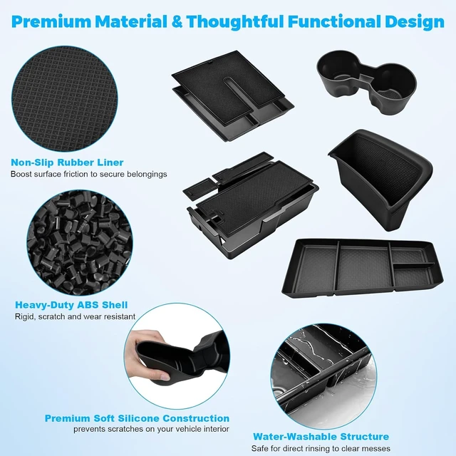 Alt view image 5 of 7 - 5 Set Organizer for 2025 2026 Chevy Equinox Accessories with No-Slip Mat