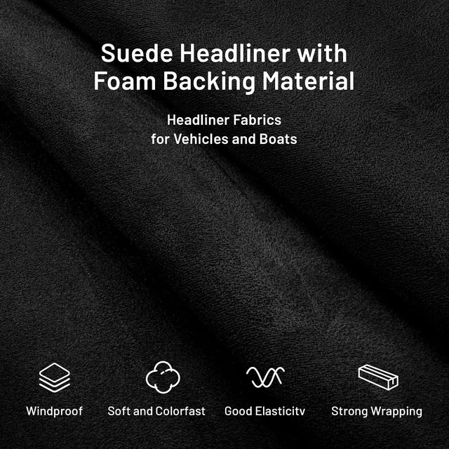 Alt view image 4 of 7 - Suede Auto Headliner Fabric 98" L × 60" W with Foam Backing - Tube Packaging - Black Interior Replacement Material for Car/Truck/SUV/RV Roof - Home Repair/DIY Headliner Material