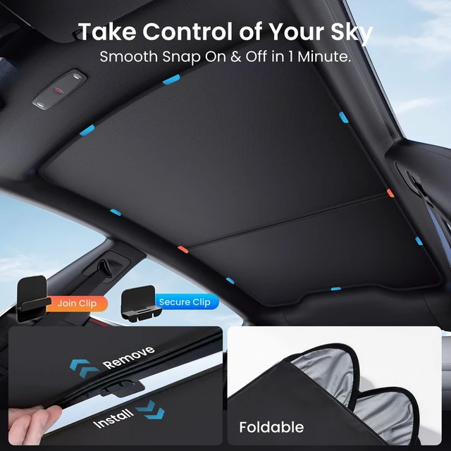 Alt view image 6 of 7 - Tesla Model Y Juniper (2026-2025) Sunshade Roof Accessories, Black