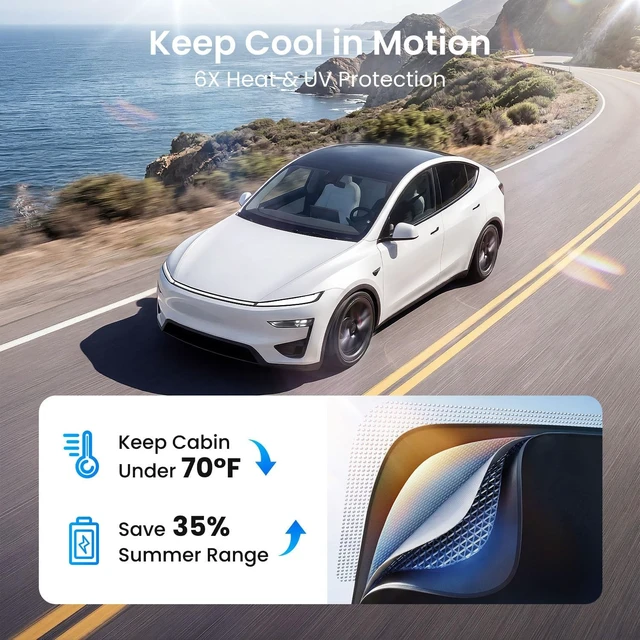 Alt view image 3 of 7 - Tesla Model Y Juniper (2026-2025) Sunshade Roof Accessories, Black