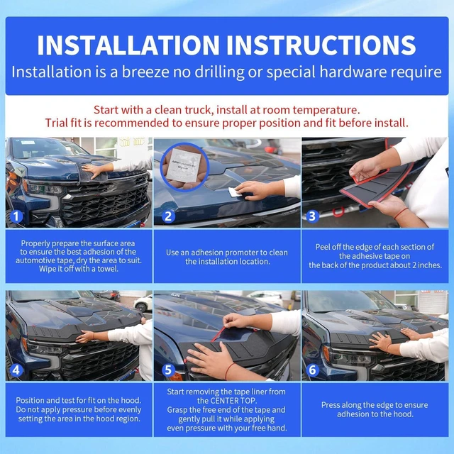 Alt view image 6 of 6 - Hood Deflector Compatible with 2019-2026 Chevy Silverado 1500
