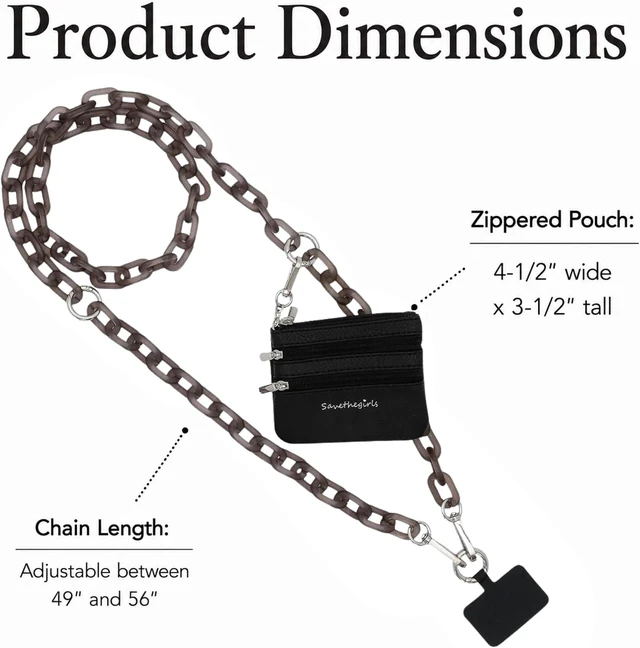 Alt view image 7 of 7 - Clip & Go Phone Chain Crossbody with Wallet for Women, Black