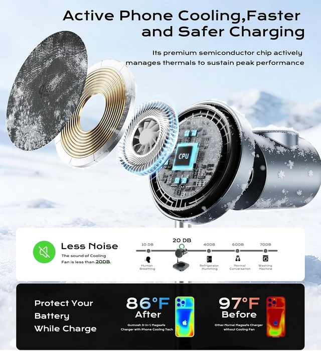 Alt view image 3 of 7 - Qi2.2 25W Magnetic 3-in-1 Charging Station for Devices