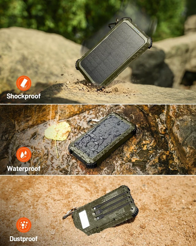 Alt view image 7 of 7 - Solar Charger Power Bank 20000mAh Fast Battery Pack for Cell Phones