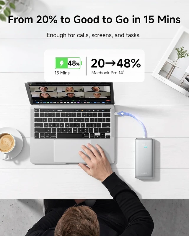 Alt view image 2 of 7 - 100W Power Bank, Slim 20000mAh Portable Laptop Charger, Live Watts
