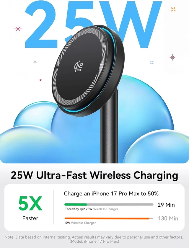 Alt view image 2 of 7 - Magnetic Charging Stand Qi2 25W Fast Charging with Cooling Fan