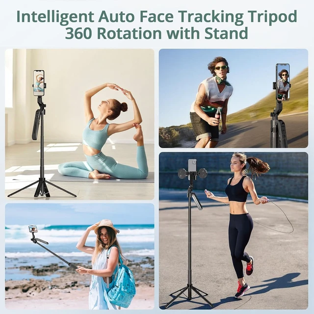 Alt view image 7 of 7 - 71" Auto Face Tracking Tripod for iPhone with 2 Lights, 2 Mics & Remote