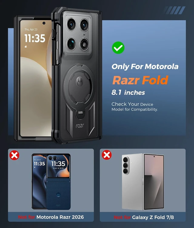 Alt view image 2 of 7 - for Motorala Razr Fold Case with 360 Magnetic Stand, Belt Clip