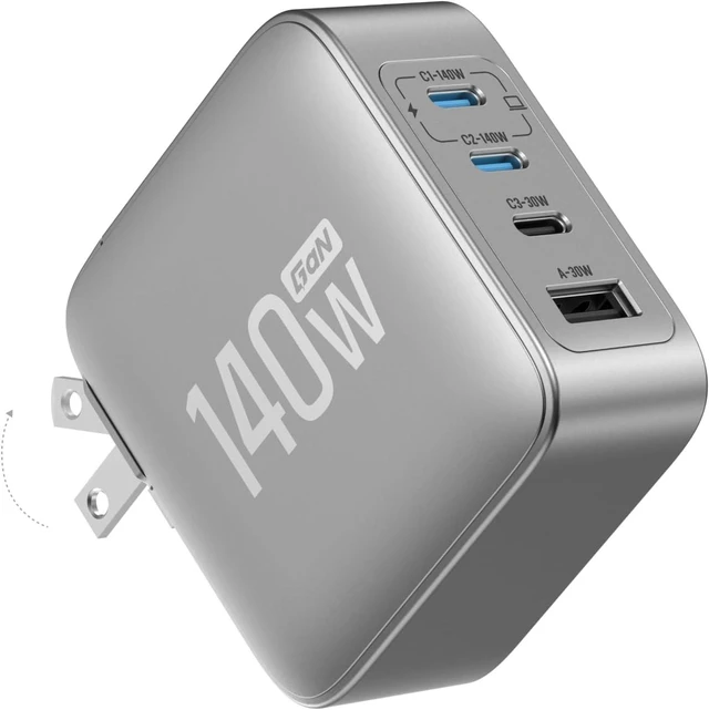 Main image of Rapid Pro Charger, 146W 4-Post GaN USB C Charger Block, Up to 140W SinglePort Charging, Foldable and Compact for MacBook, iPad, iPhone 17 Series, and More