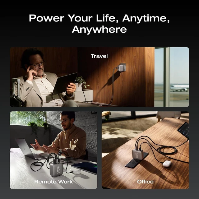Alt view image 6 of 6 - Rapid Pro Charger, 146W 4-Post GaN USB C Charger Block, Up to 140W SinglePort Charging, Foldable and Compact for MacBook, iPad, iPhone 17 Series, and More