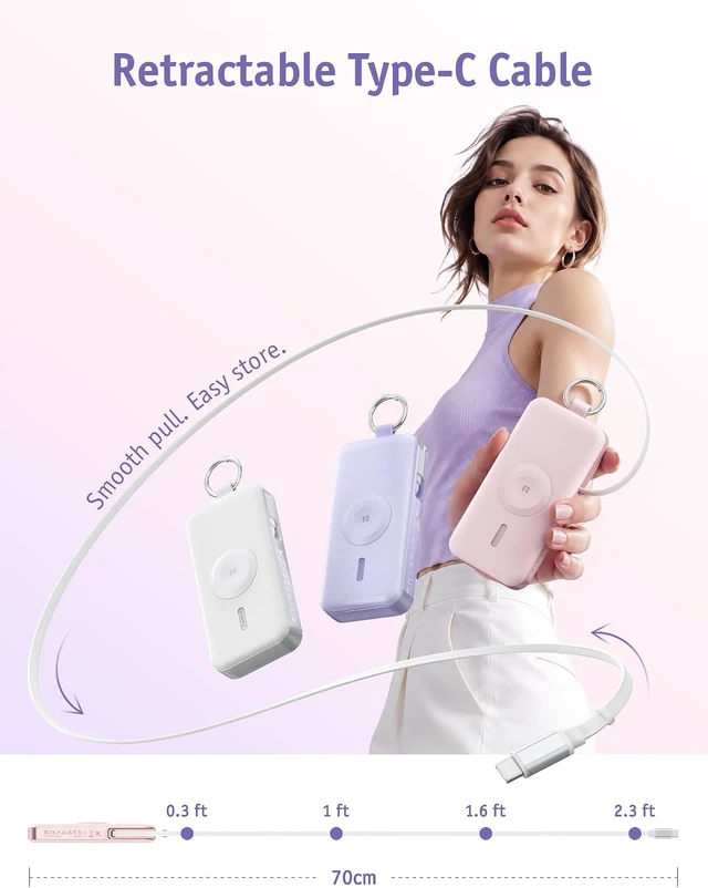 Alt view image 4 of 7 - CharmGo Portable Charger 3 in 1 iPhone Power Bank for 12000mAh
