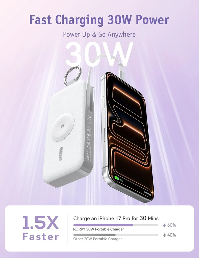 Alt view image 5 of 7 - CharmGo Portable Charger 3 in 1 iPhone Power Bank for 12000mAh