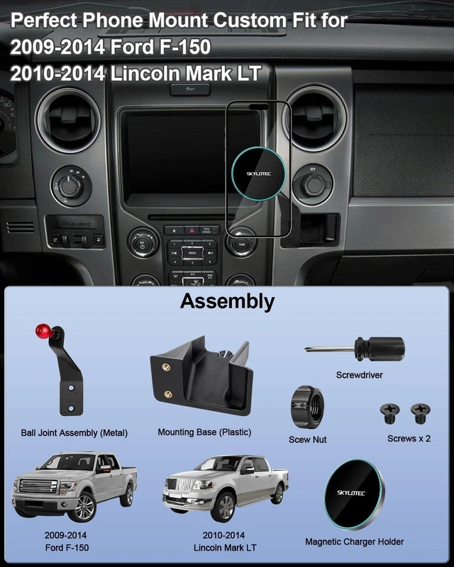 Alt view image 2 of 7 - Magnetic Charger Cubby Phone Mount for Ford F-150 F150 2009-2014