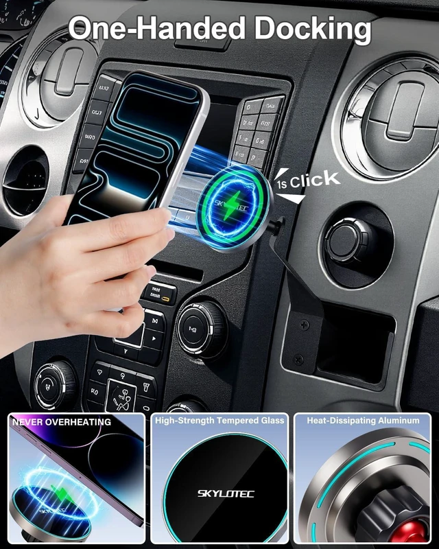 Alt view image 4 of 7 - Magnetic Charger Cubby Phone Mount for Ford F-150 F150 2009-2014