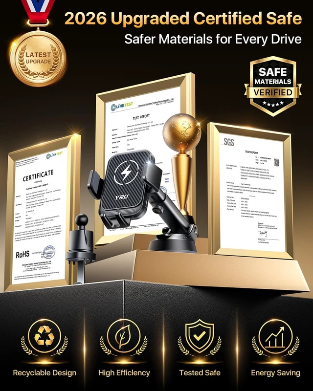 Alt view image 5 of 7 - Auto-Clamping & 90+LBS Strong Suction 15W Wireless Car Charger Mount