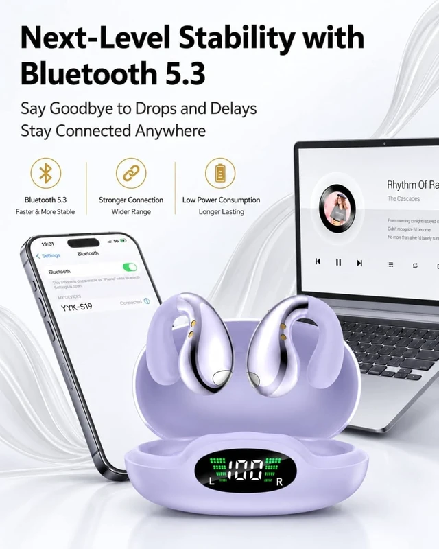 Alt view image 7 of 7 - Ultra Open Ear Earbuds, Clip On Wireless Headphones with Open Ear Comfort