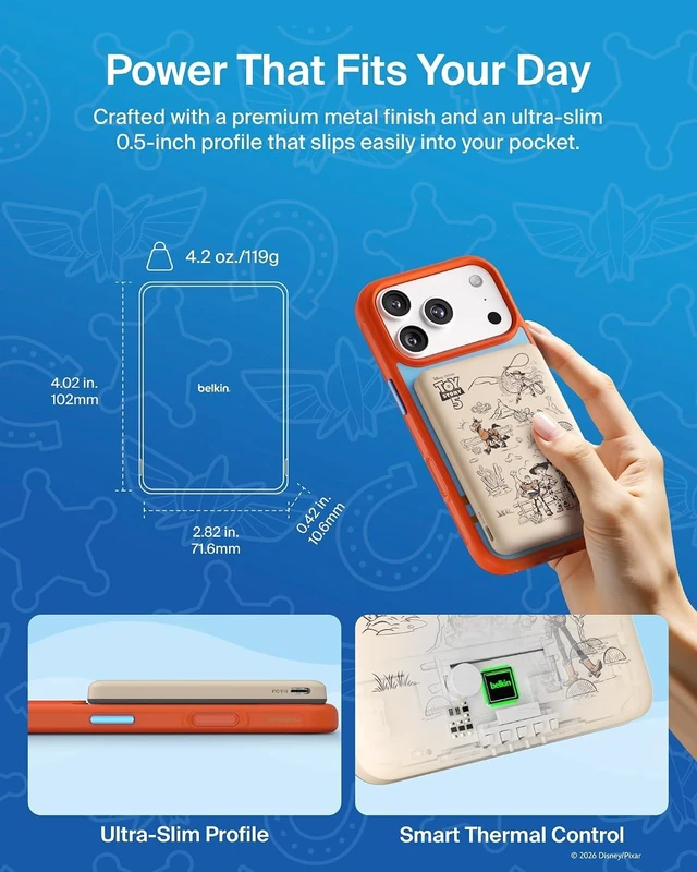 Alt view image 3 of 7 - Disney Toy Story 5 Magnetic Power Bank 5000mAh Portable Charger