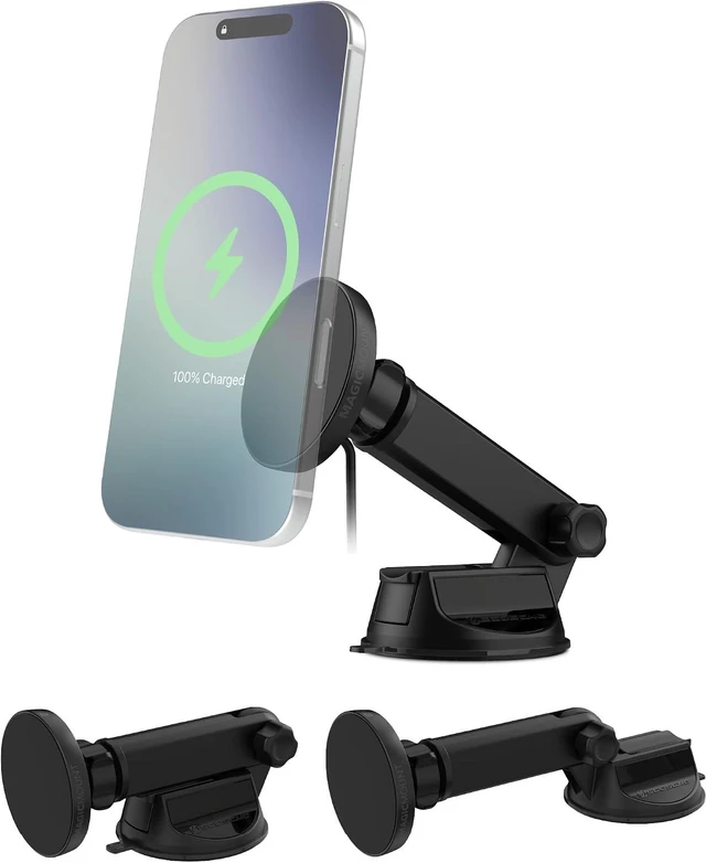 Main image of MPQTRWDA Qi2 MagSafe Car Mount Charger 25W Fast Wireless Magnetic Cell Phone Holder with Adjustable Arm for Windshield or Dashboard Compatible with iPhone 17/16/15/14/13/12 & S25
