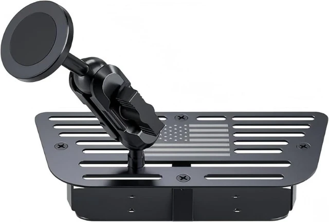 Main image of Stainless Steel Phone Mount for 2011-2017 Wrangler JK JKU Magnetic & Clamp Dual Heads All-Metal Shakeproof Original America Flag Design OEM Screws Dash Mount Install