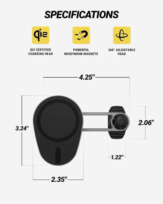 Alt view image 6 of 7 - MagicMount Charge Elite Qi2 15W Wireless Magnetic Phone Holder for Car Dash, Vent & Tesla Display, Fast Charging MagSafe Car Mount Charger Compatible with MagSafe iPhone & Galaxy S25