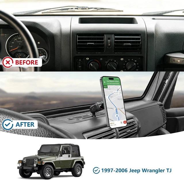 Alt view image 5 of 7 - Magnetic Phone Mount Phone Holder for Jeep Wrangler TJ